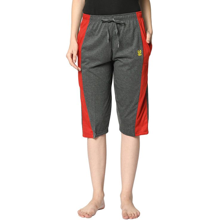 Mack Jonney Grey 3/4th Capri For Women's