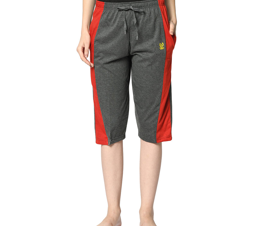 Mack Jonney Grey 3/4th Capri For Women's