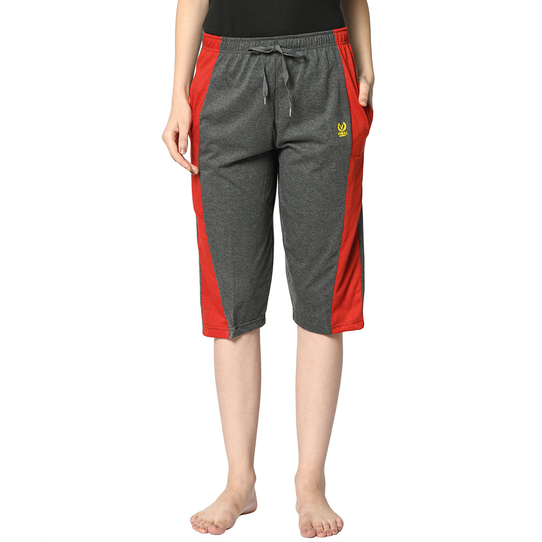 Mack Jonney Grey 3/4th Capri For Women's