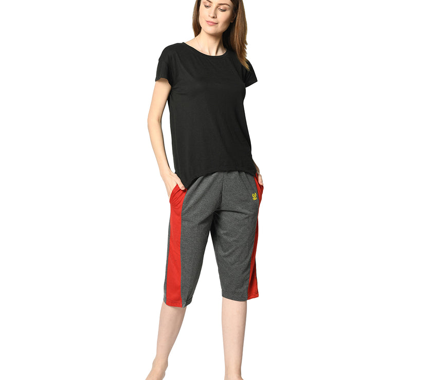 Mack Jonney Grey 3/4th Capri For Women's