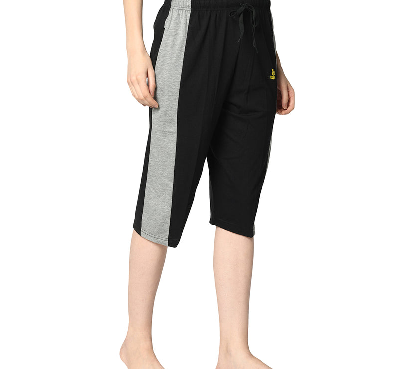 Mack Jonney Black 3/4th Capri For Women's