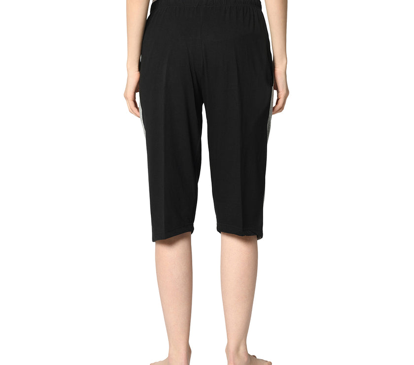 Mack Jonney Black 3/4th Capri For Women's