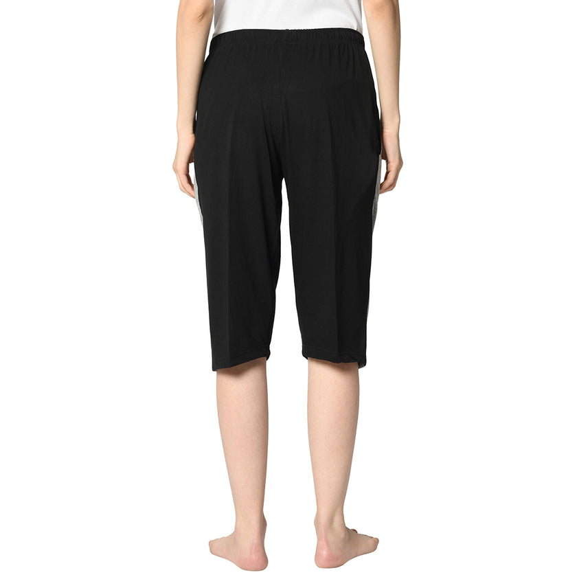 Mack Jonney Black 3/4th Capri For Women's