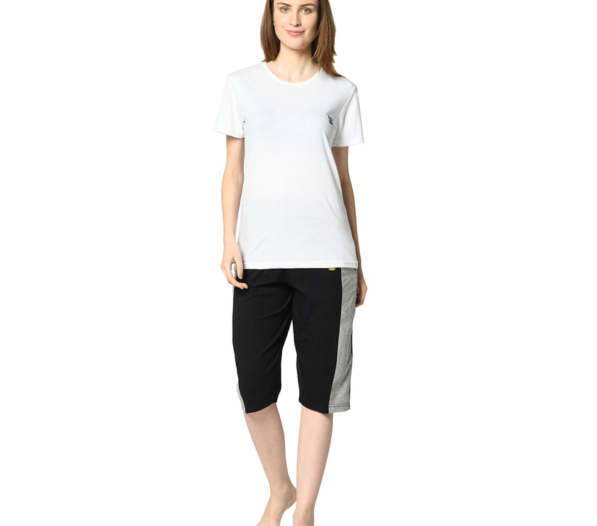 Mack Jonney Black 3/4th Capri For Women's