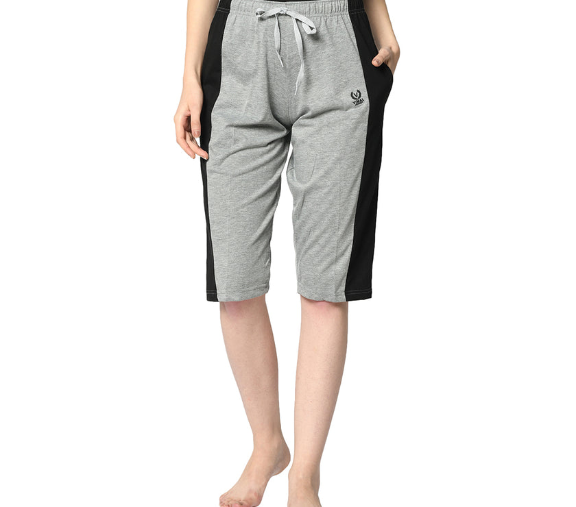 Mack Jonney Silver 3/4th Capri For Women's