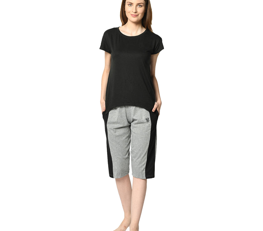 Mack Jonney Silver 3/4th Capri For Women's
