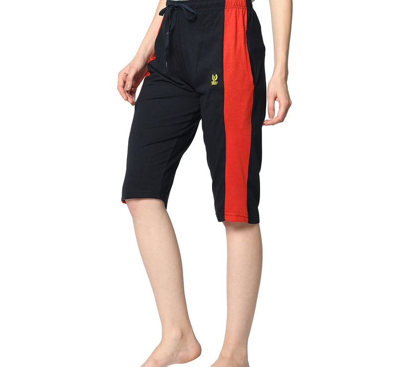 Mack Jonney Blue 3/4th Capri For Women's