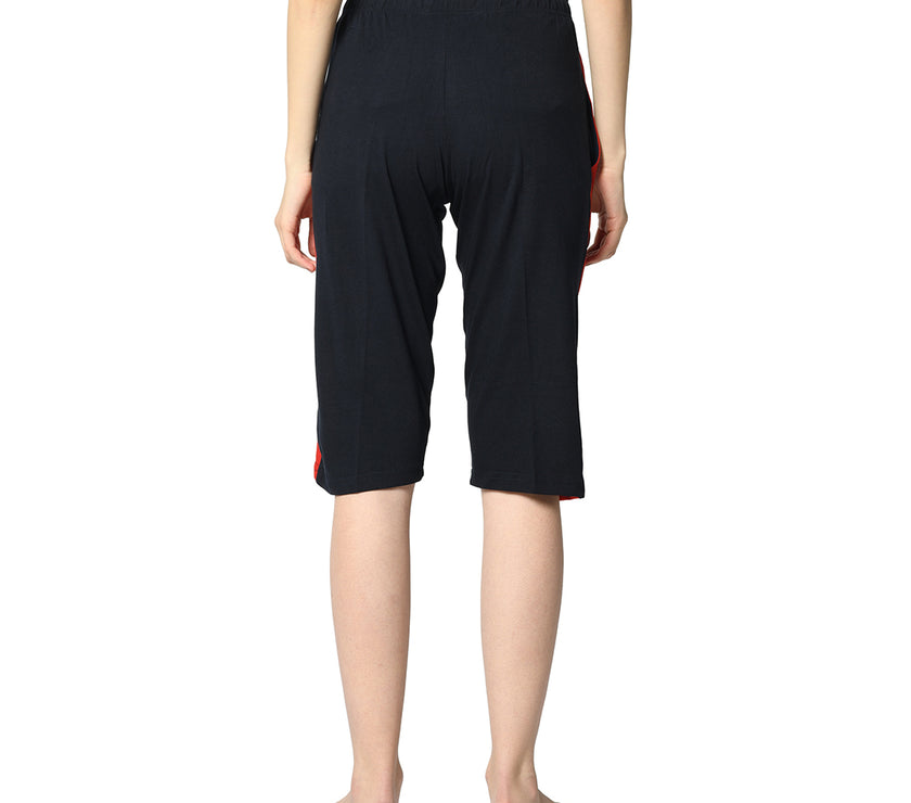 Mack Jonney Blue 3/4th Capri For Women's