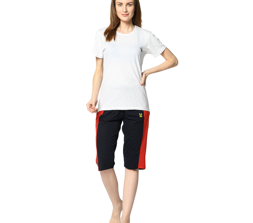 Mack Jonney Blue 3/4th Capri For Women's