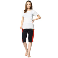 Mack Jonney Blue 3/4th Capri For Women's