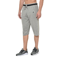 Mack Jonney Cotton Blended Regular Fit Grey 3/4th Capri For Men