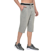 Mack Jonney Cotton Blended Regular Fit Grey 3/4th Capri For Men
