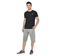 Mack Jonney Cotton Blended Regular Fit Grey 3/4th Capri For Men