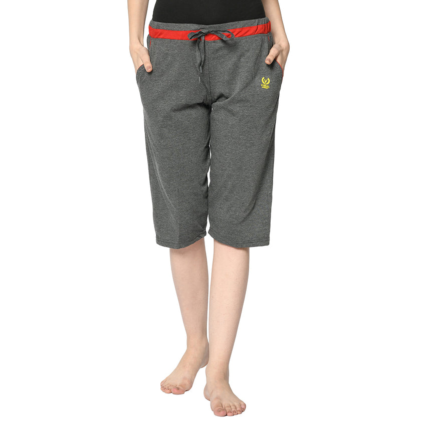 Mack Jonney Grey 3/4th Capri For Women's