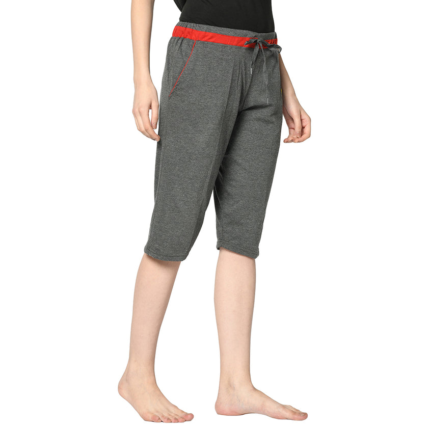 Mack Jonney Grey 3/4th Capri For Women's