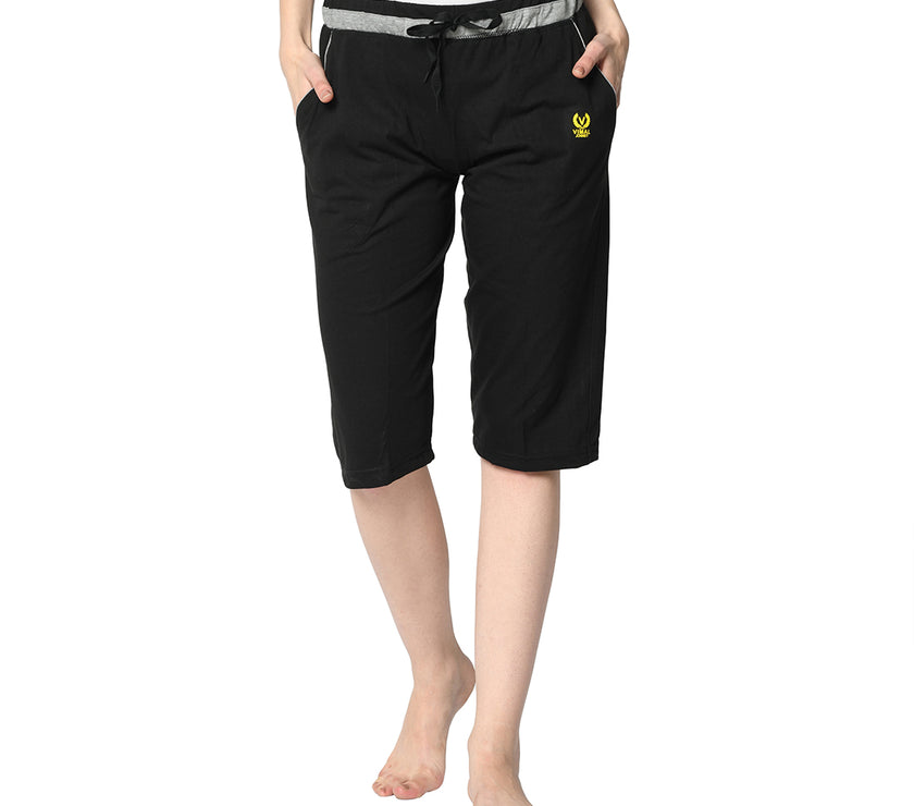 Mack Jonney Black 3/4th Capri For Women's