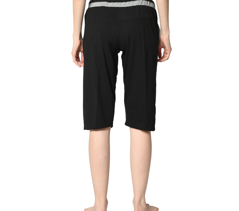 Mack Jonney Black 3/4th Capri For Women's