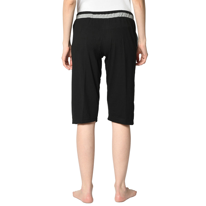 Mack Jonney Black 3/4th Capri For Women's