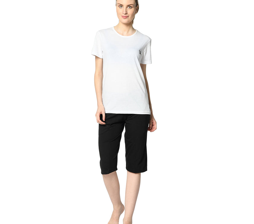 Mack Jonney Black 3/4th Capri For Women's