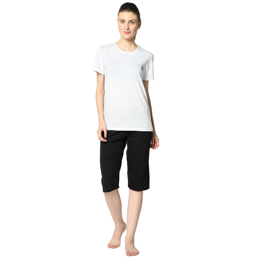 Mack Jonney Black 3/4th Capri For Women's