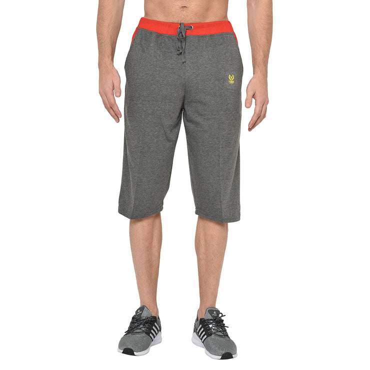 Mack Jonney Cotton Blended Regular Fit Dark Grey 3/4th Capri For Men