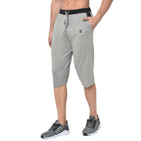 Mack Jonney Cotton Blended Regular Fit Grey 3/4th Capri For Men