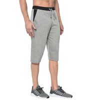 Mack Jonney Cotton Blended Regular Fit Grey 3/4th Capri For Men