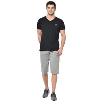 Mack Jonney Cotton Blended Regular Fit Grey 3/4th Capri For Men
