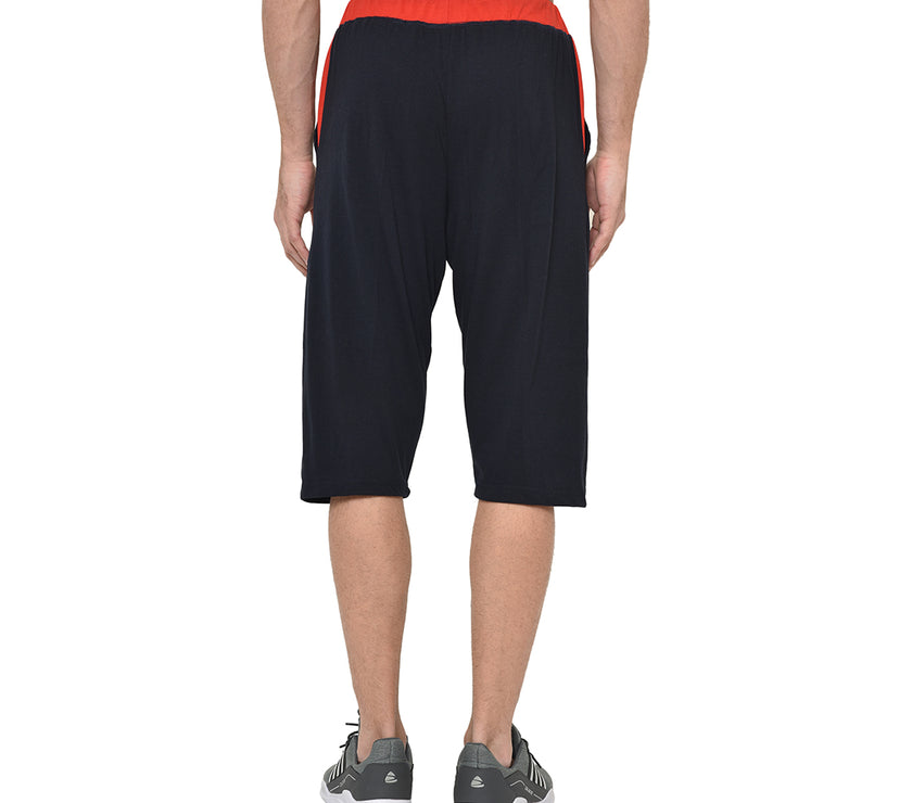 Mack Jonney Cotton Blended Regular Fit Navy Blue 3/4th Capri For Men