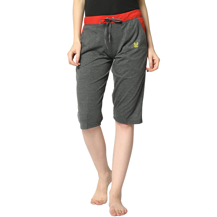 Mack Jonney Grey 3/4th Capri For Women's