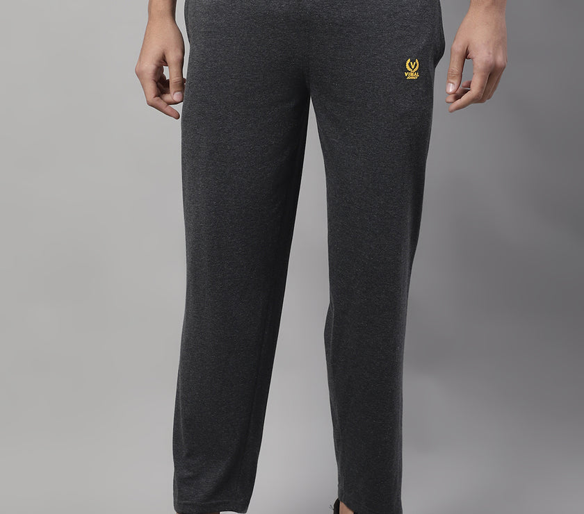 Mack Jonney Anthracite Regular fit Cotton Trackpant for Men