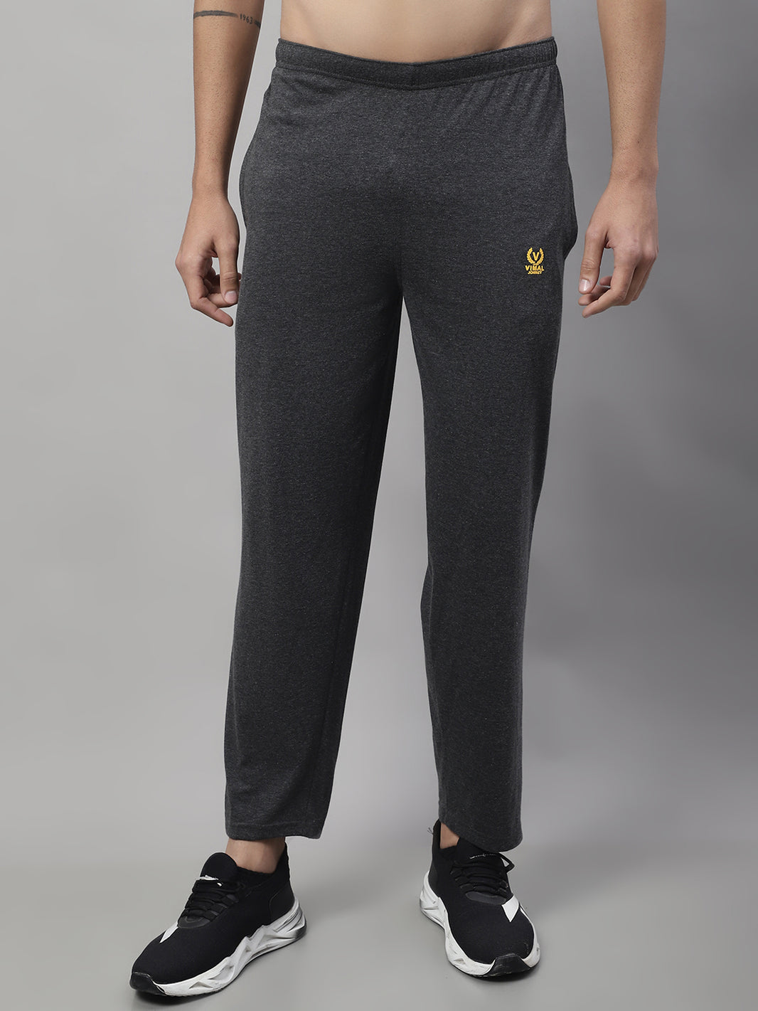 Mack Jonney Anthracite Regular fit Cotton Trackpant for Men