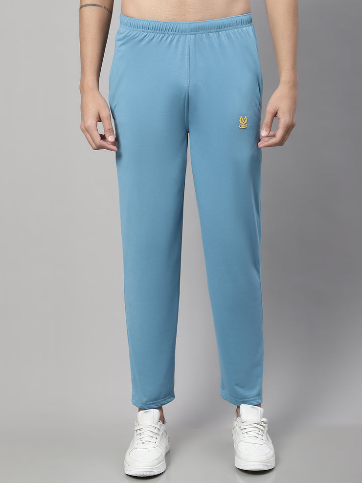 Mack Jonney Blue Regular fit Cotton Trackpant for Men