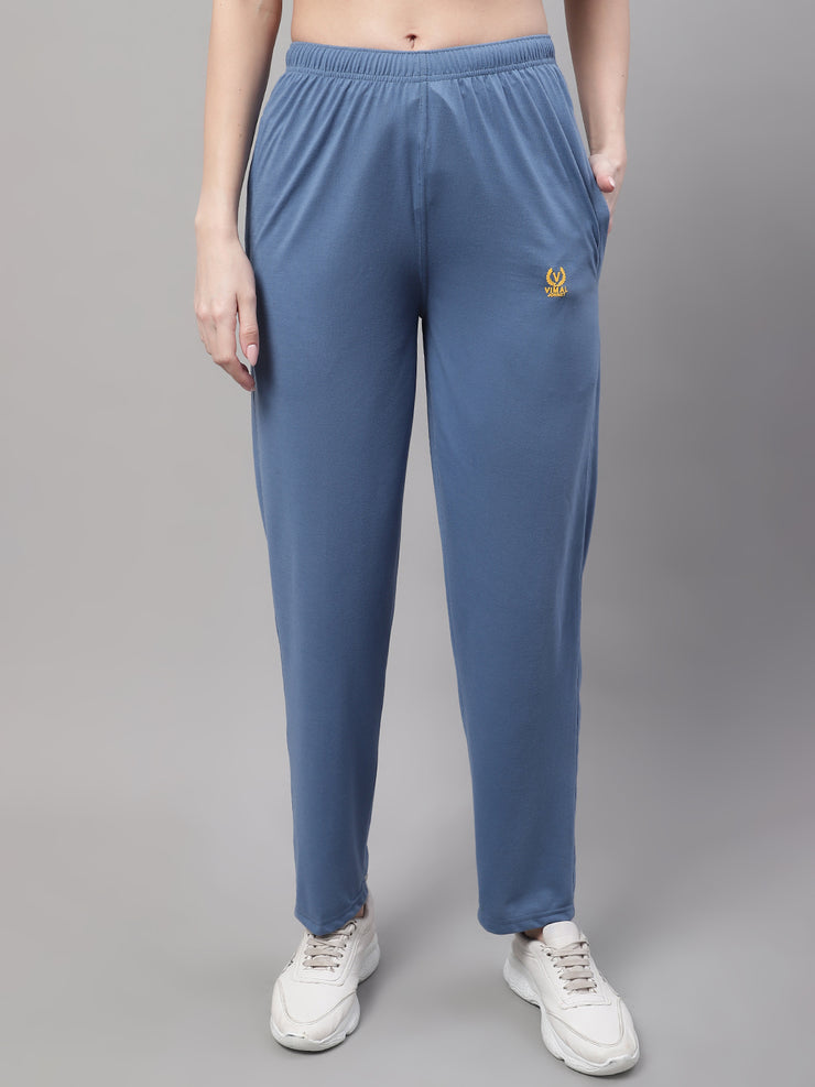 Mack Jonney Dark Grey Regular fit Cotton Trackpant for Women(Zip On 1 Side Pocket)