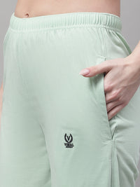 Mack Jonney Light Green Regular fit Cotton Trackpant for Women(Zip On 1 Side Pocket)