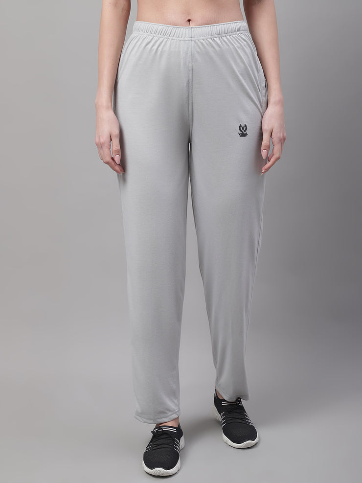 Mack Jonney Light Grey Regular fit Cotton Trackpant for Women(Zip On 1 Side Pocket)