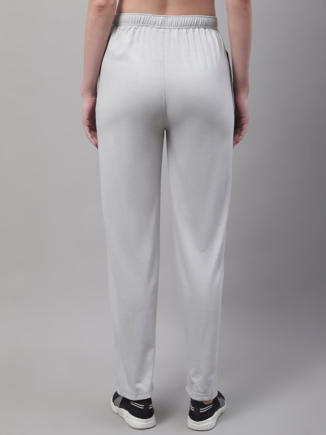Mack Jonney Light Grey Regular fit Cotton Trackpant for Women(Zip On 1 Side Pocket)