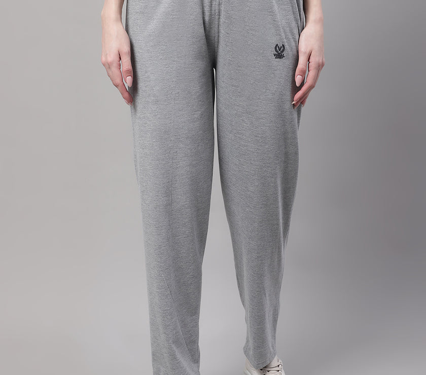 Mack Jonney Grey Melange Regular fit Cotton Trackpant for Women(Zip On 1 Side Pocket)