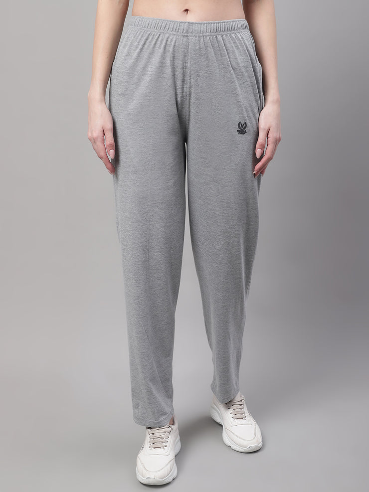 Mack Jonney Grey Melange Regular fit Cotton Trackpant for Women(Zip On 1 Side Pocket)