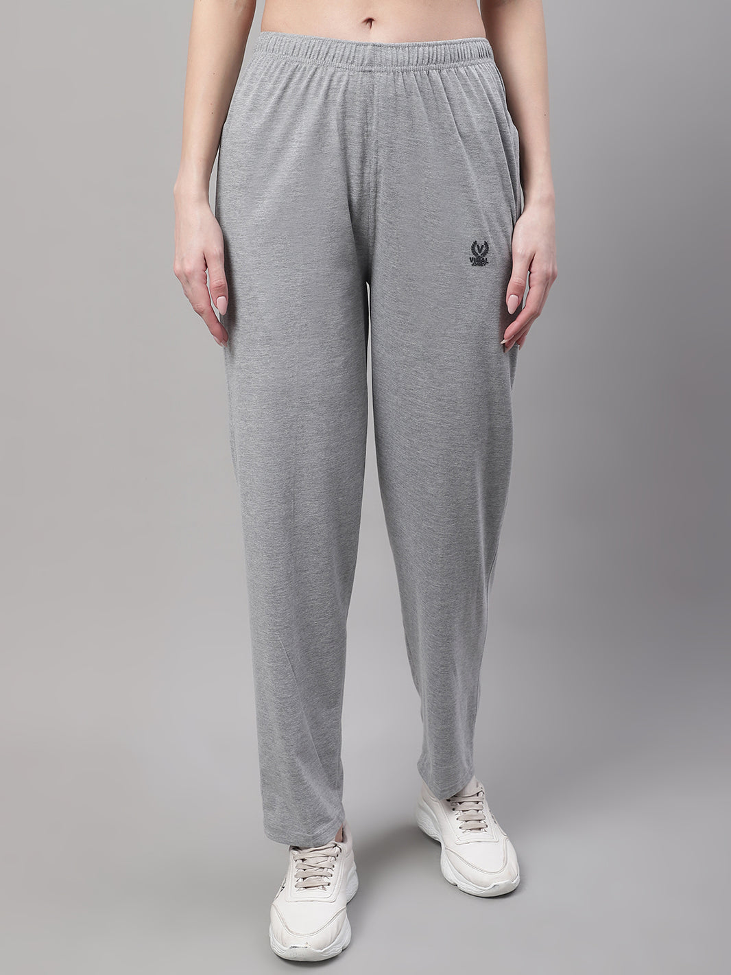 Mack Jonney Grey Melange Regular fit Cotton Trackpant for Women(Zip On 1 Side Pocket)