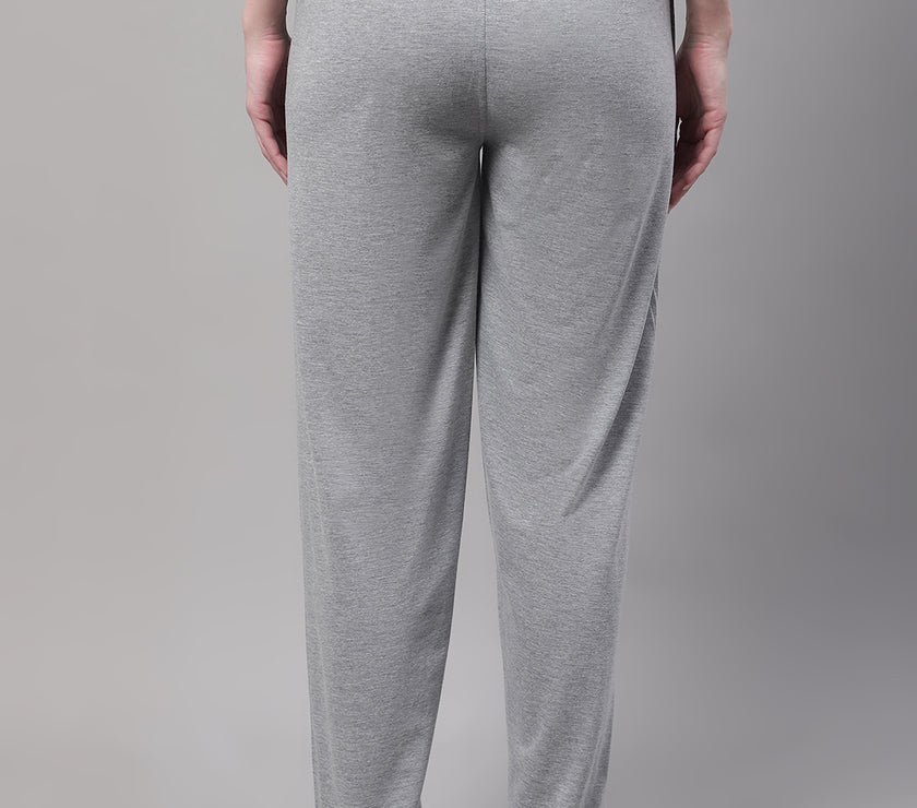 Mack Jonney Grey Melange Regular fit Cotton Trackpant for Women(Zip On 1 Side Pocket)
