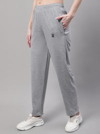Mack Jonney Grey Melange Regular fit Cotton Trackpant for Women(Zip On 1 Side Pocket)