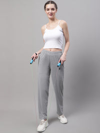 Mack Jonney Grey Melange Regular fit Cotton Trackpant for Women(Zip On 1 Side Pocket)