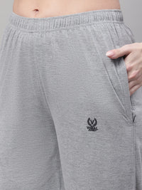 Mack Jonney Grey Melange Regular fit Cotton Trackpant for Women(Zip On 1 Side Pocket)