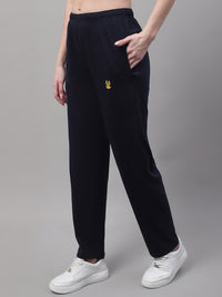 Mack Jonney Navy Blue Regular fit Cotton Trackpant for Women(Zip On 1 Side Pocket)