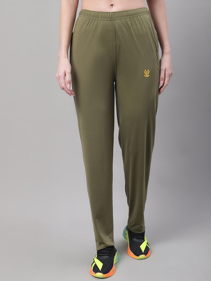Mack Jonney Olive Regular fit Cotton Trackpant for Women(Zip On 1 Side Pocket)
