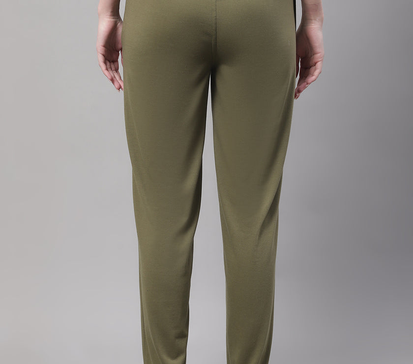 Mack Jonney Olive Regular fit Cotton Trackpant for Women(Zip On 1 Side Pocket)