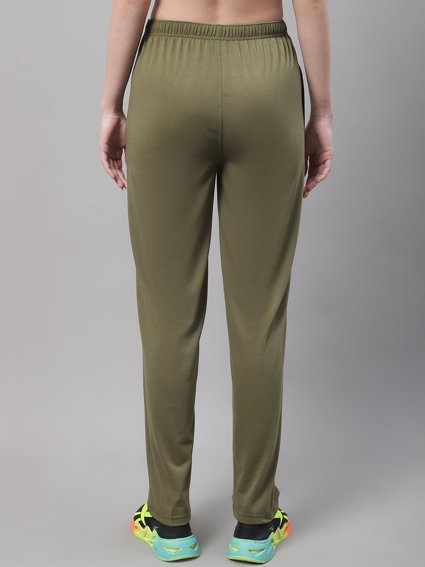 Mack Jonney Olive Regular fit Cotton Trackpant for Women(Zip On 1 Side Pocket)