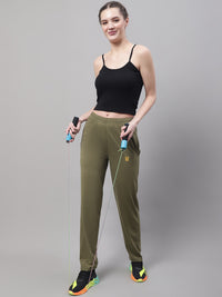 Mack Jonney Olive Regular fit Cotton Trackpant for Women(Zip On 1 Side Pocket)