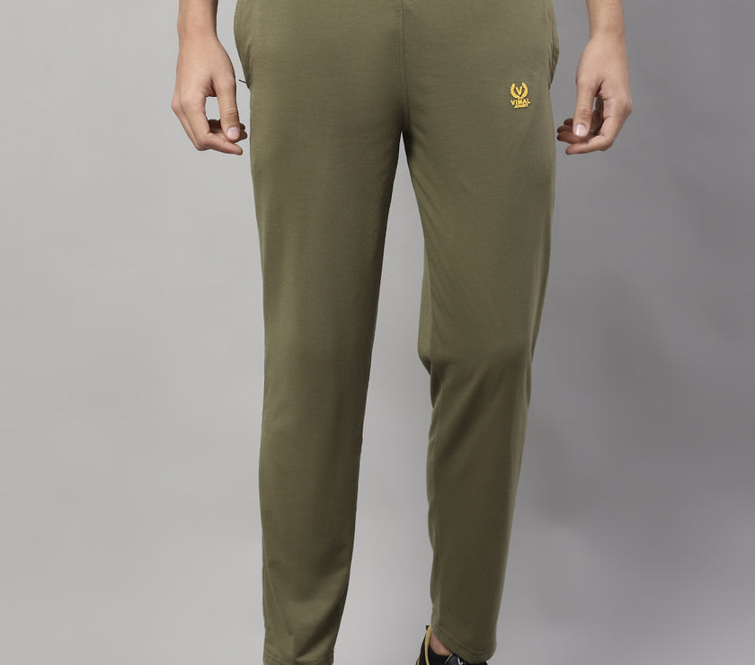 Mack Jonney Olive Regular fit Cotton Trackpant for Men